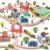 Tiny Land Train Set 110pcs Wooden Train Set, Toy Train for Boys & Girls with Wooden Train Track, Wooden Toys for 3-7 Years Old Toddlers & Kids, Railway Set Christmas Toys for Kids