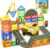 Magnetic Tiles Construction Toys with Crane Road Pieces Truck Magnetic Blocks STEM Building Sensory Toys for Kids 3 4 5 6 7 8 Year Old Boys Birthday Xmas Gifts