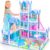 Dollhouse with 4-Story 11 Rooms, Dream Gift Princess Doll House Playset with Furniture, Blue Toddler House with Pool Slide for 3 4 5 6 7 8 9 10 Year Old Girls Kids