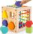 Winique Wooden Shape Sorter Toys for Toddlers 1-3 Years Old, Montessori Toys for 1 Year Old Baby Girls & Boys, Activity Cube with 8pcs Geometric Shape Blocks and Gift Box for Christmas