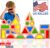 Wood Building Blocks Set – Montessori Toys Wooden Stacking Blocks for Toddlers Baby Boys and Girls – Preschool Shape Sorting and Stacking Wooden Toys Gifts for Kids