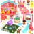 Leyndo Pet Pretend Play Toys Set Realistic Pet Figures Playset Cat and Dog Care Role Play Educational Figures Toys Pet Dollhouse Toy Set for Boys Girls Birthday Party Gift(48 Pcs, Dog)