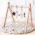 Wooden Baby Play Gym with Mat, Foldable Baby Play Gym Frame Activity Gym Hanging Bar with 6 Gym Baby Toys Rainbow Playmats for Newborn Baby (Natural)