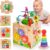 Kizfarm 8-in-1 Activity Cube Wooden Montessori Toys for 1+ Year Old, Bead Maze Shape Sorter Developmental Learning Toys, Bonus Sorting & Stacking Toys for 12M+ Toddlers, Gift Packaging