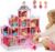 Doll House for Girls with Lights, 3 Dolls, 4 Floors -13 Rooms, 7 Sets of Furniture and Accessories, Design and Build Gift for 3 4 5 6 7 8+ Year Old Girls