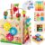 Bravmate Wooden Activity Cube, 8-in-1 Montessori Toys for 1-2 Year Old Baby Boy & Girl, Multipurpose Educational Toy for Toddler, Kid, First Birthday Gift with Bonus Sorting & Stacking Board