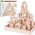 iPlay, iLearn Kid Wooden Building Block Set, Toddler Natural Wood Block Montessori Learning Toy, Large Hardwood Stacking Brick Castle Unit, Preschool Classroom Gift 2 3 4 5 6 8 Year Old Boy Girl Child