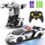 FDJ Remote Control Car – Transform Toys Car Robot, One Button Deformation to Robot with Flashing Light, 2.4Ghz 1:18 Scale Transforming Police Car Kids Toys with 360 Degree Rotating, Girls Boys Toys