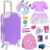 K.T. Fancy 23 pcs American 18 Inch Doll Accessories Suitcase Travel Luggage Play Set for 18 Inch Doll Travel Carrier, Sunglasses Camera Computer Phone Pad Travel Pillow Passport Tickets Cashes