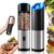 Electric Salt and Pepper Grinder-Gravity Automatic Spice Mill Set-Battery Powered w/LED Light, Adjustable Coarseness, One Hand Operated Smart Kitchen Gadgets, Stainless Steel, 2 Pack