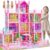 4 Stories Dollhouse for Girls, DIY Doll House Accessories Playhouse with Furniture and 11 Rooms, Pretend Play House with Lights for Kids, Portable Building Dolls Playset Toys Kit Gift for Ages 6+