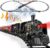 Hot Bee Train Set, Christmas Tree Train Toys with Luxury Tracks & Glowing Passenger Cars, Metal Toy Train with Smoke, Sound and Light, Toddler Model Train Set for 3 4 5 6 7+ Years Old Boys Gifts Kids