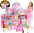 Doll House for Girls,13 Rooms Dollhouse with Dolls Figure, Puppies,Furnitures, Accessories, LED Light, Toddler Playhouse Gift for for 3 4 5 6 7 8 9 10 Year Old Girls Toys (Pink)