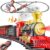 Hot Bee Train Set, Remote Control Train Toys with Luxury Tracks, Christmas Train Sets for Around the Tree,Toy Train with Smokes, Lights & Sound,Model Train Set for 3 4 5 6 7+ Years Old Boys Gifts Kids