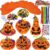 Winlyn 30 Kits Fall Halloween Pumpkin Decorations DIY Pumpkin Craft Kits Foam Pumpkin Shapes with Halloween Stickers Jack-O’-Lantern Face Stickers for Kids Gift Favors Art Project Classroom Activity